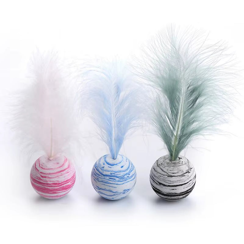 Cat Toy Ball Feather Funny Cat Toy Star Ball plus Feather Foam Ball Throwing Toys Interactive Toys Pet Supplies Katten Toy