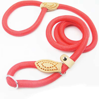 Dog Slip Lead - Heavy Duty Braided Rope Training Leash 6ft in vibrant red color with durable design.