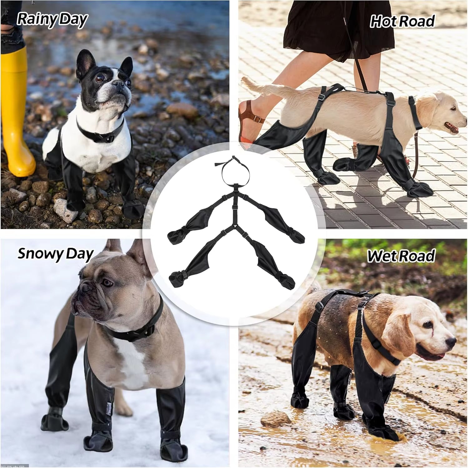 1Set Pet Rain Shoes Dog Rain Boots Waterproof Dog Boots Small Puppy Medium Large Dogs Pet Booties Anti-Slip Dog Shoes Rain Snow