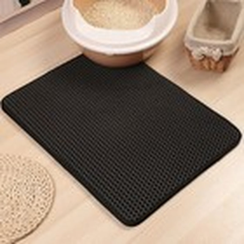 Double Layer Cat Litter Mat Non-Slip Washable Pad for Cats Litter Box, Paw Clean
