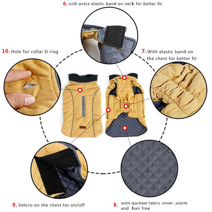 High Quality Dog Clothes Quilted Dog Coat Pet Warm Jacket Vest New Big Dog Retro Cozy Thick Vest Clothing 6 Colors