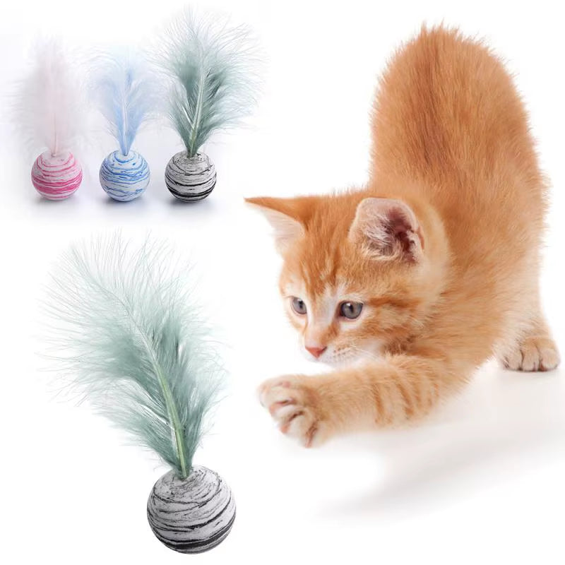 Cat Toy Ball Feather Funny Cat Toy Star Ball plus Feather Foam Ball Throwing Toys Interactive Toys Pet Supplies Katten Toy