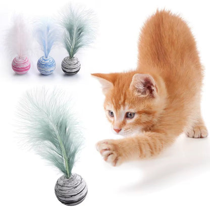 Cat Toy Ball Feather Funny Cat Toy Star Ball plus Feather Foam Ball Throwing Toys Interactive Toys Pet Supplies Katten Toy