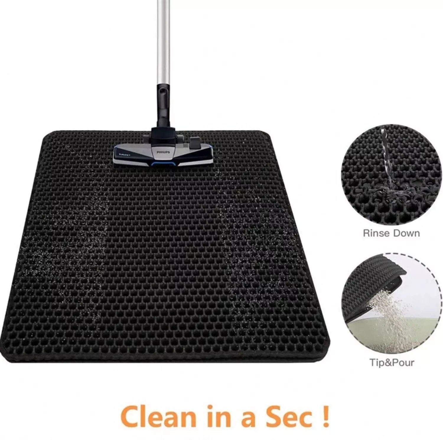 Double Layer Cat Litter Mat Non-Slip Washable Pad for Cats Litter Box, Paw Clean