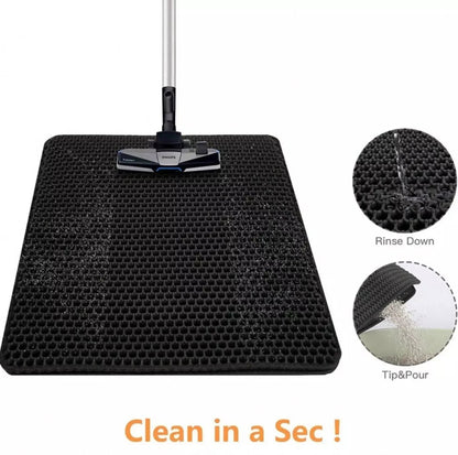 Double Layer Cat Litter Mat Non-Slip Washable Pad for Cats Litter Box, Paw Clean