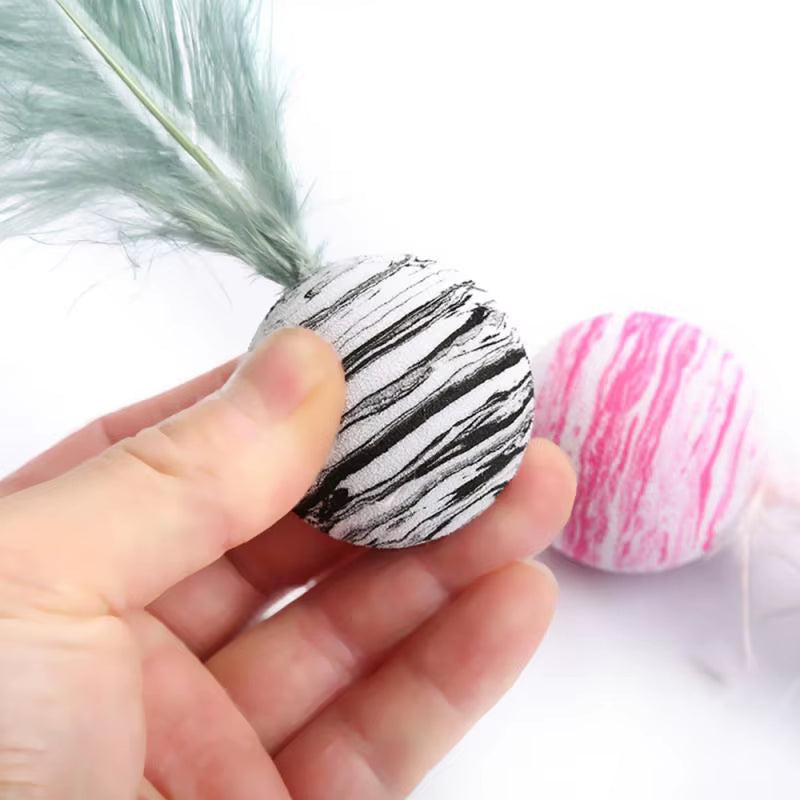 Cat Toy Ball Feather Funny Cat Toy Star Ball plus Feather Foam Ball Throwing Toys Interactive Toys Pet Supplies Katten Toy