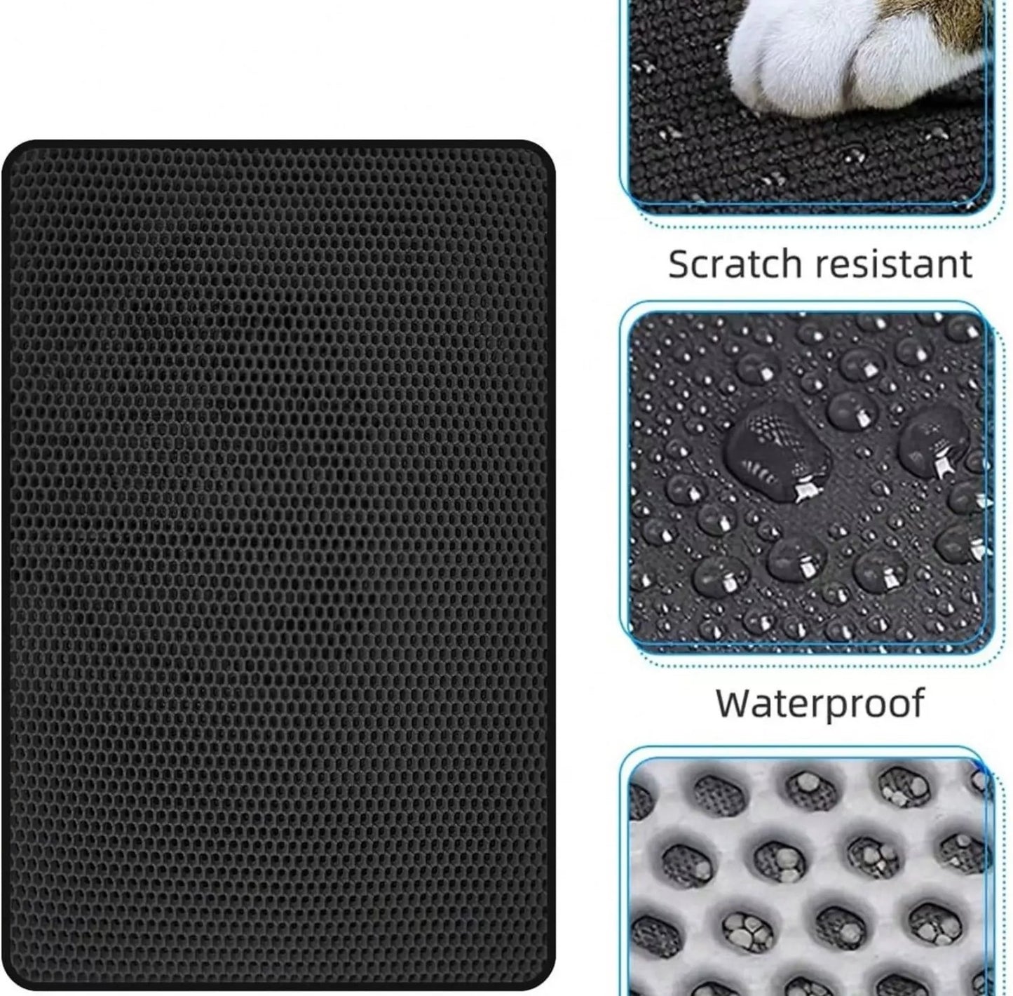 Double Layer Cat Litter Mat Non-Slip Washable Pad for Cats Litter Box, Paw Clean