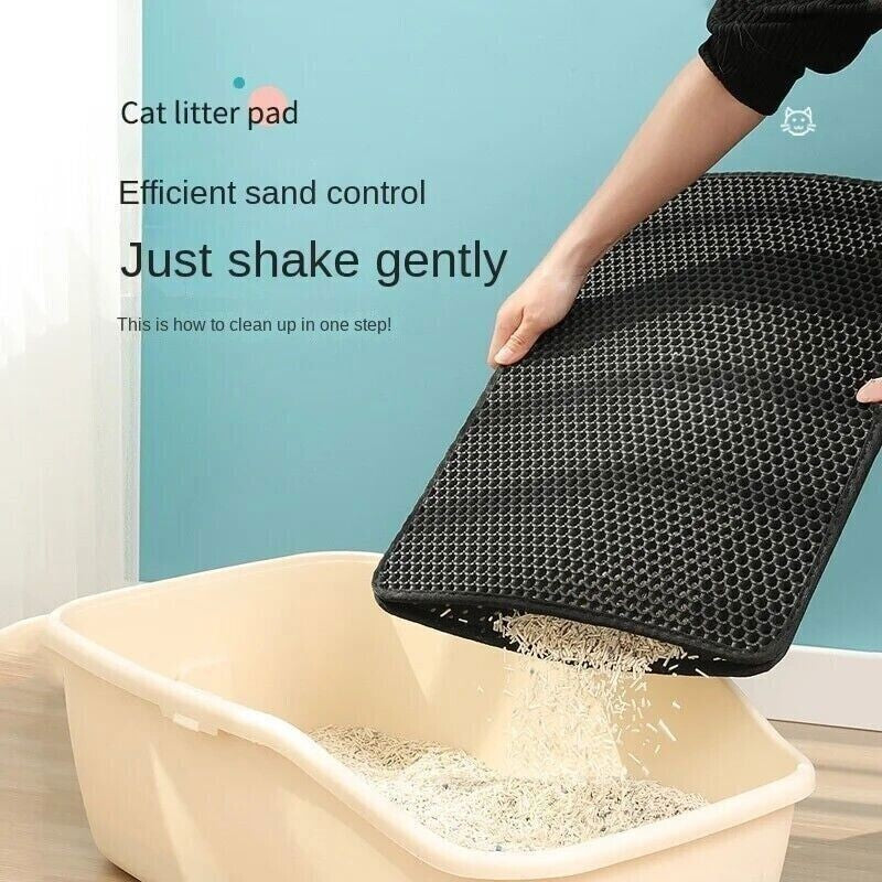 Double Layer Cat Litter Mat Non-Slip Washable Pad for Cats Litter Box, Paw Clean