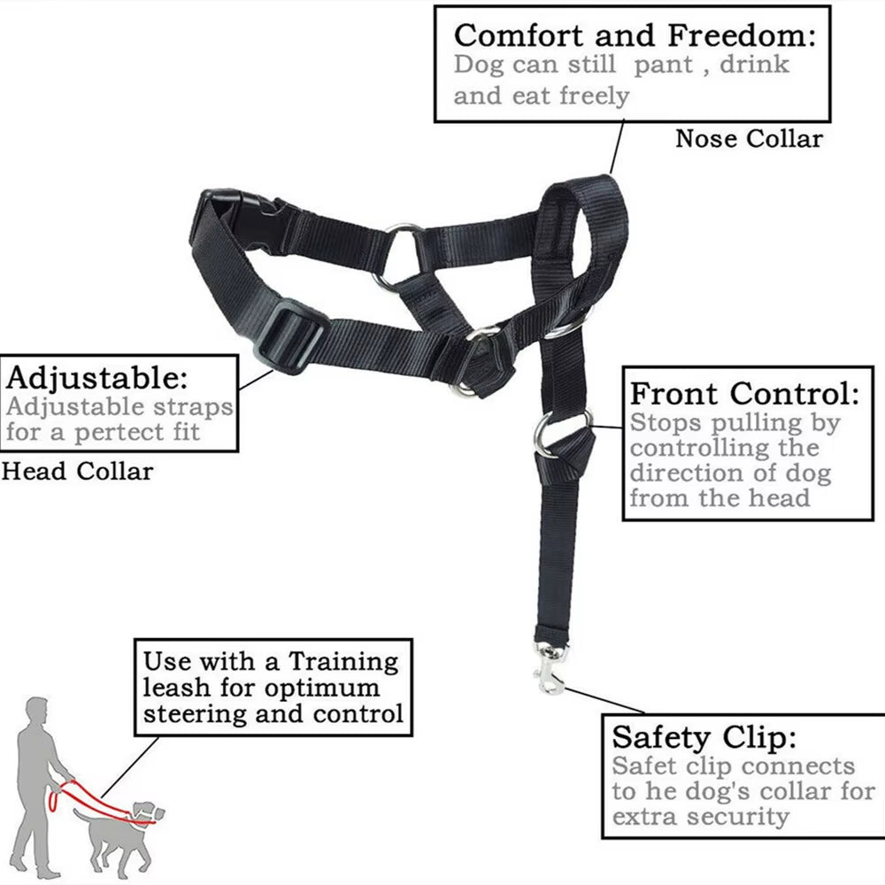 Dogalter Dog Halter Halti Training Head Collar Gentle Leader Harness Nylon Pet Accessory No Pull Bite Straps Training Leash