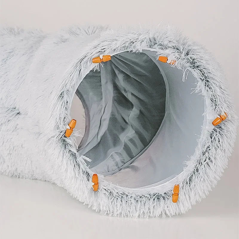 2 in 1 round Cat Beds House Funny Cat Tunnel Toy Soft Long Plush Dog Bed for Small Dogs Basket Kittens Bed Mat Kennel Winter
