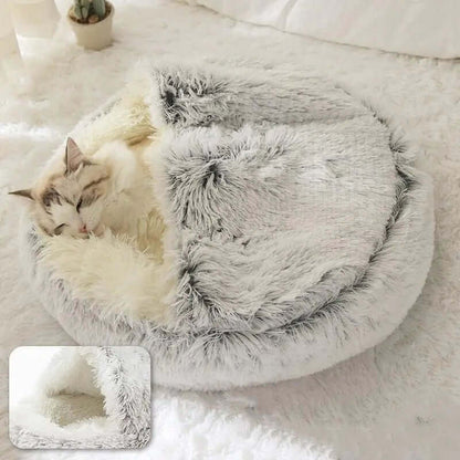 Plush round Cat Bed Pet Mattress Warm Soft Comfortable Basket Cat Dog 2 in 1 Sleeping Bag Nest for Small Dogs