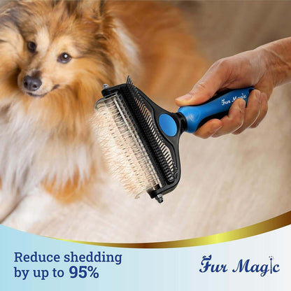 Fur Magic Deshedding and Dematting Comb Double Sided Undercoat Rake Pet Grooming