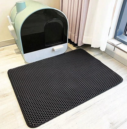Double Layer Cat Litter Mat Non-Slip Washable Pad for Cats Litter Box, Paw Clean