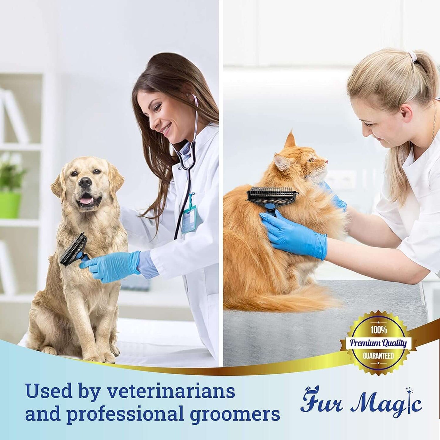 Fur Magic Deshedding and Dematting Comb Double Sided Undercoat Rake Pet Grooming